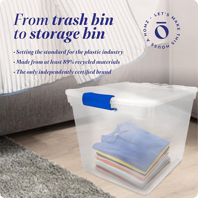 HOMZ 4-Pack Latching Lid, Large Clear Plastic Storage Bins - Image 7