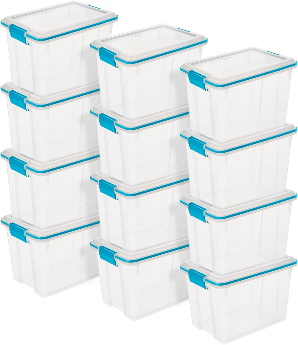 Sterilite Gasket Storage Box with Lids for Home & Office, 20 Quart, 12-Pack