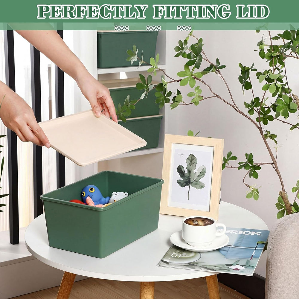 Menkxi 6 Pcs Large and Small Plastic Storage Bins with Lids 14.4 x 10.4 x 5.1...