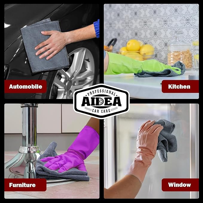 AIDEA Microfiber Cleaning Cloth Grey 20PK, Micro Fiber Cloth - Image 5