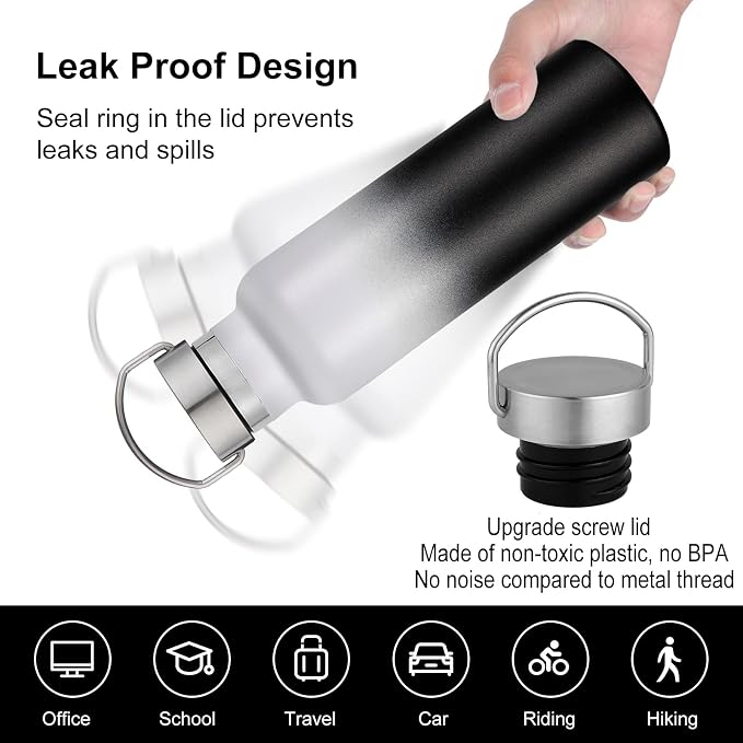 Neihepal 20 oz Insulated Water Bottles Bulk 2 Pack, Stainless Steel Double Wall - Image 4