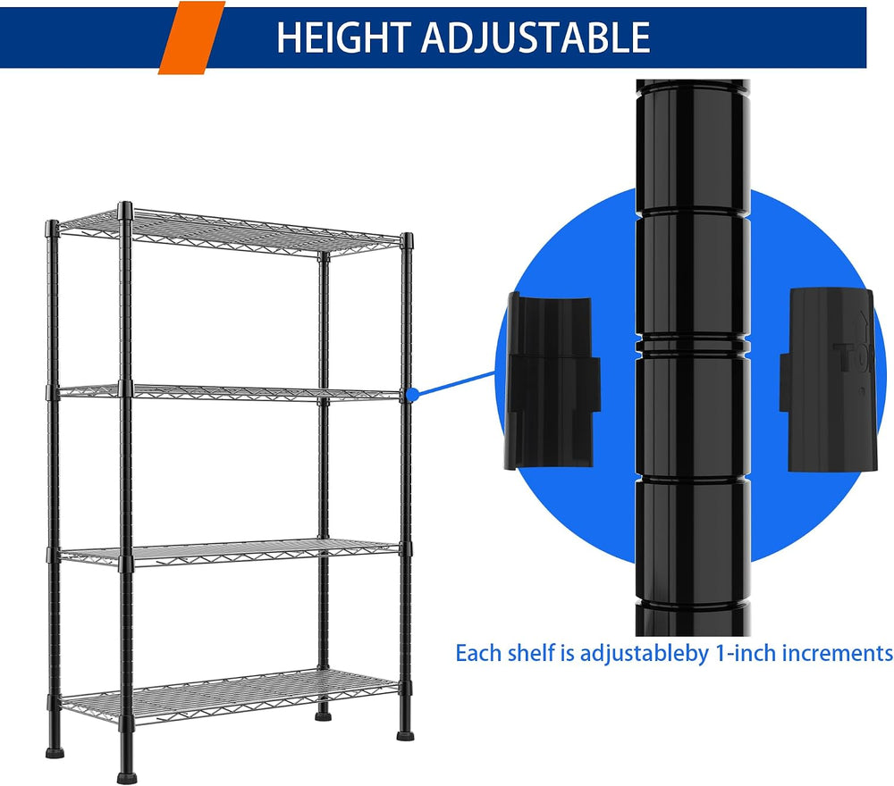 REGILLER 4-Wire Shelving Metal Storage Rack Adjustable Shelves,Standing Stora...