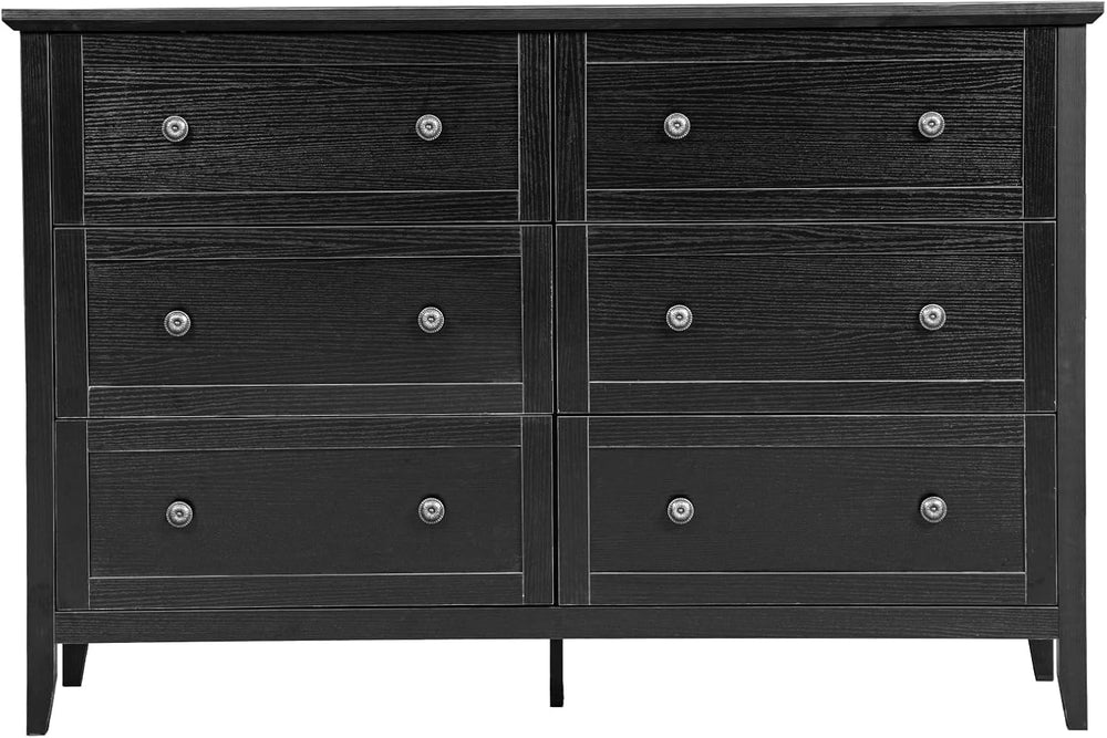 Karl home Black Farmhouse 6 Drawers Tall Dresser, Bedroom Storage Chest