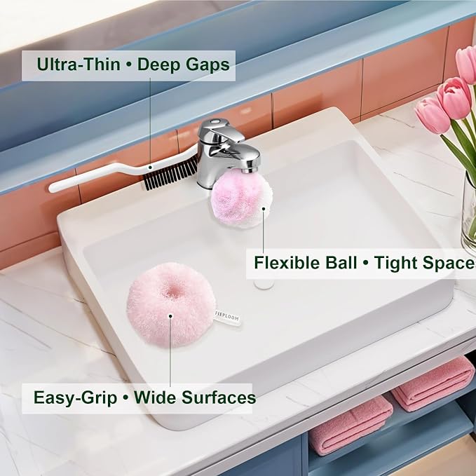 Hard Bristle Crevice Cleaning Brush & Non Scratch Soft Scrub Brush Set - Image 2