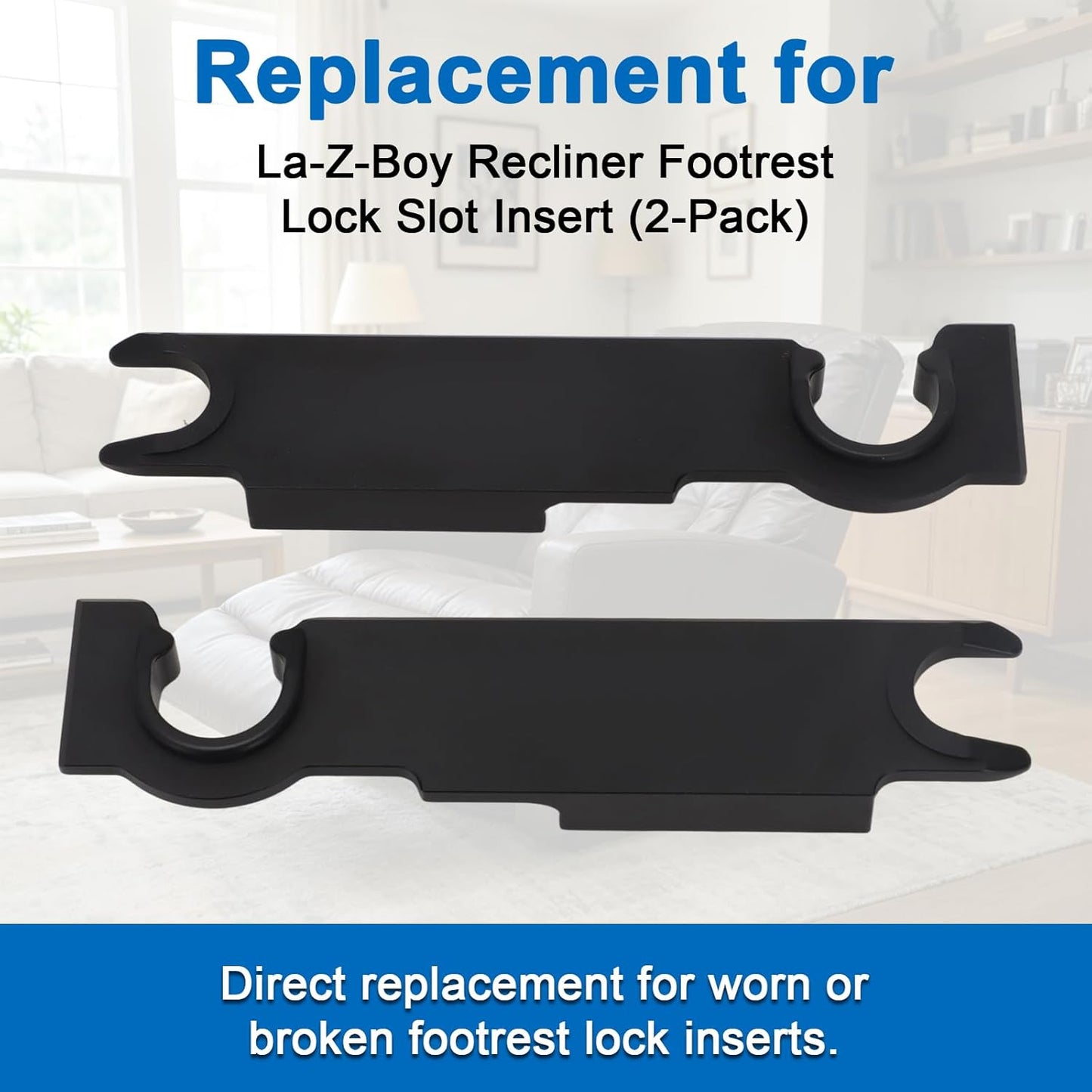 motoparty Replacement for La-Z-Boy Recliner Footrest Lock Slot Insert Left & Right (2-Pack) - Durable Aluminum Repair Kit