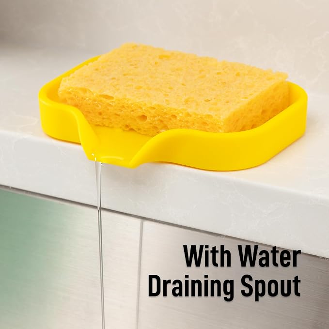 Zulay Kitchen Small Silicone Sponge Holder – Space-Saving Sink Organizer Tray - Image 8