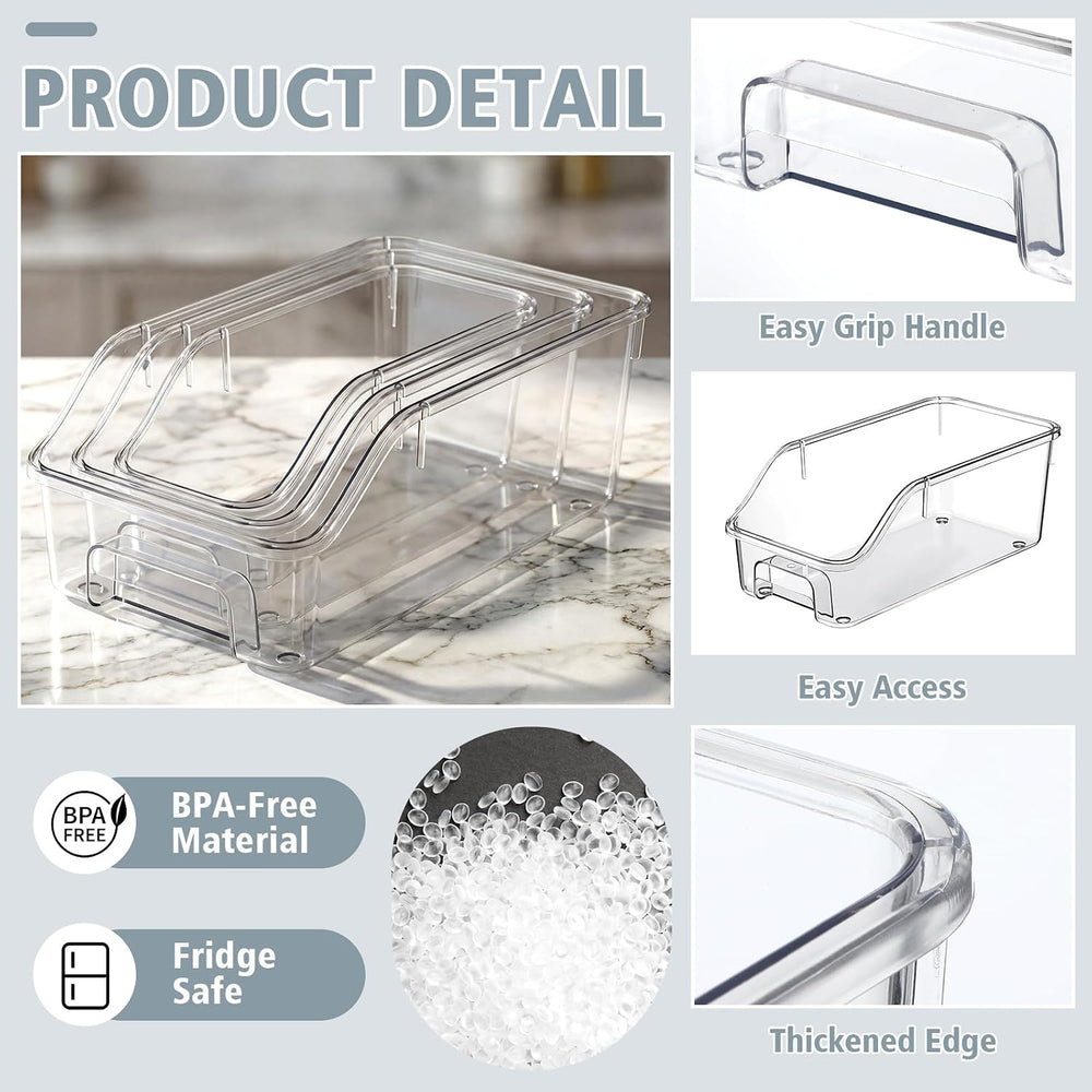 LemonRoad 6 Packs Pantry Organizers and Storage Freezer Clear Organizer Bins ...