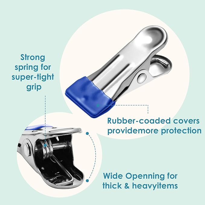 36 Pack Heavy Duty Clothes Pins, 2.17-Inch Stainless Steel Chip Clips, and Food - Image 4