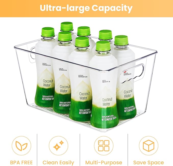 YIHONG 6 Pack Clear Pantry Organizer Bins, Plastic Containers - Image 6
