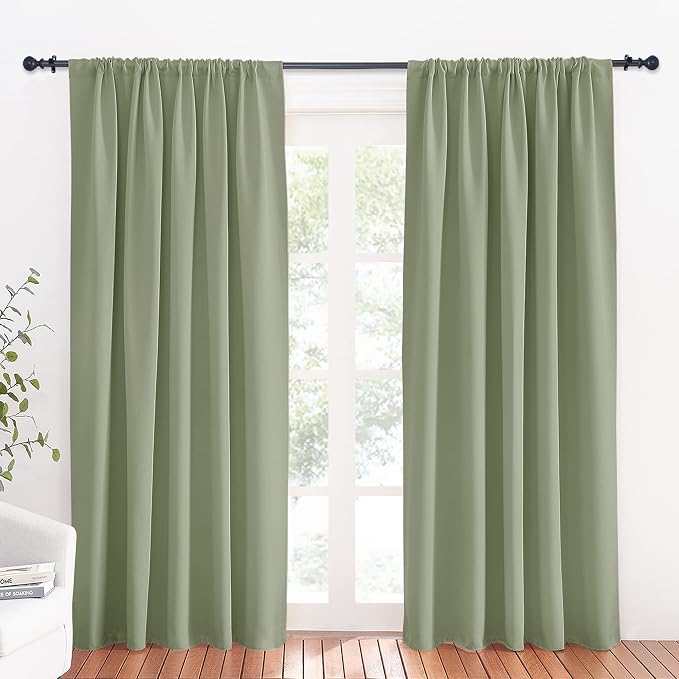 RYB HOME 84 inches Green Curtains by RYBHOME