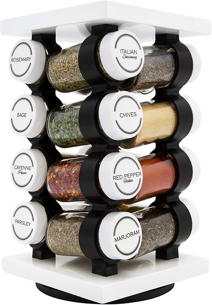 Orii Spice Rack 16 Jar Set White Filled by Orii
