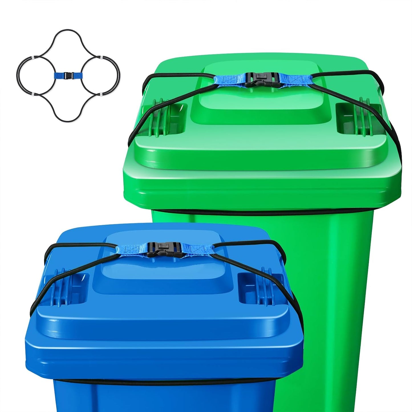 Trash Can Locks for Animals - 2PCS Garbage Can Lid Locks with Heavy Duty Bungee for Raccoons Proof,Bears Proof and Wind-Resistant for 30-45 Gallon Cans