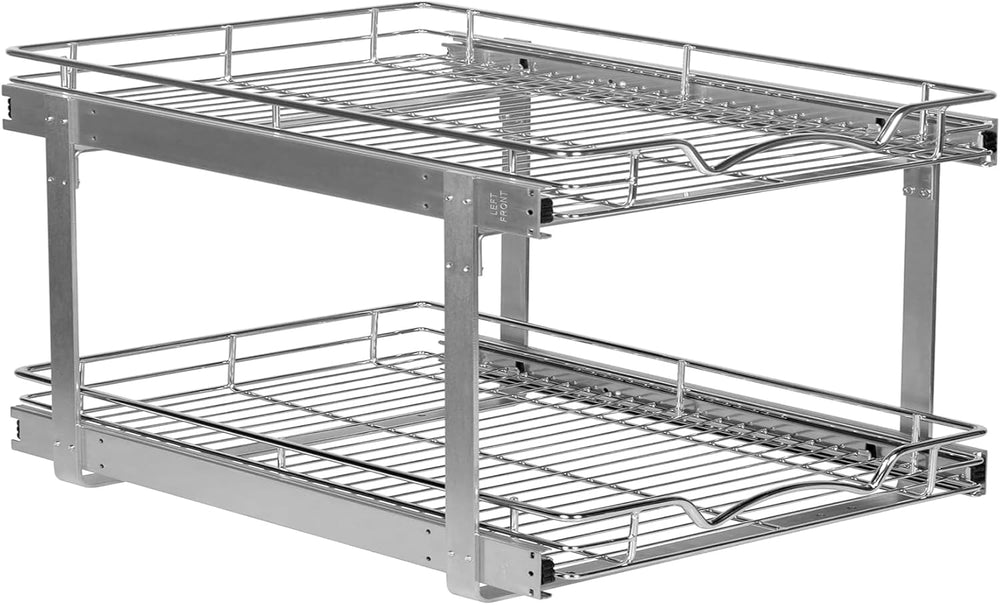 2-Tier Pull-Out Cabinet Organizer for Kitchen, 26"W x 21”D x 16.5"H