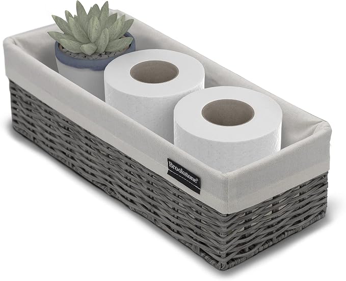 Brookstone Wicker Shelf Storage Basket Decorative Shelf Bin, bathroom by Brookstone