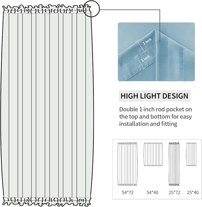 DWCN French Door Curtains – Rod Pocket Thermal Blackout Curtain - Image 3
