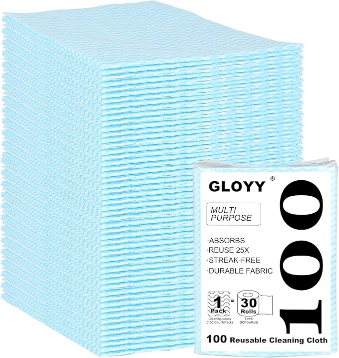 100 Count Disposable Cleaning Towels and Dish Cloths, Super Absorbent Dishcloths by GLOYY