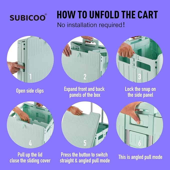 Folding Utility Cart Portable Rolling Crate Handcart Shopping Trolley - Image 5