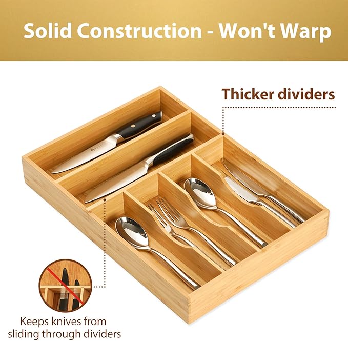 Umilife Kitchen Drawer Organizer, 12 Inch Silverware Utensil Tray Holder - Image 3