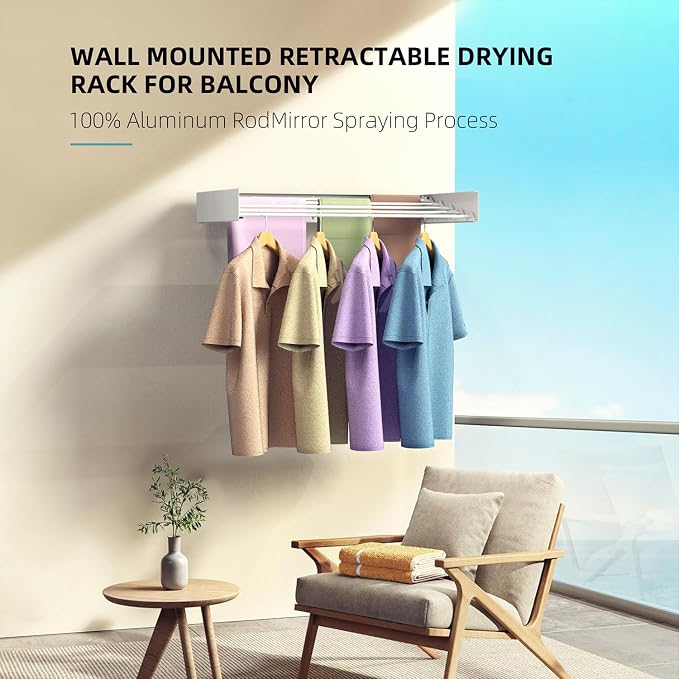Laundry Drying Rack, Collapsible Wall Mounted Clothes Drying Rack - Image 5