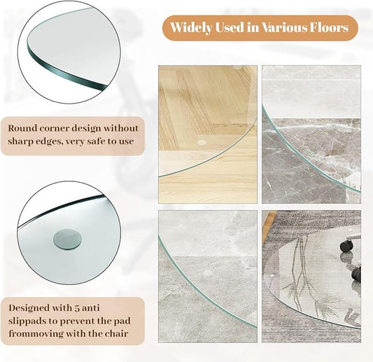 55" x 55" Round Glass Chair Mat, Heavy Duty Hard Floor Mat - Image 2