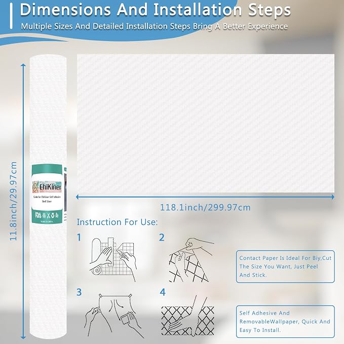 Self-Adhesive Shelf Liner Kitchen Liner, Waterproof Backed Paper Easy Peel and - Image 2