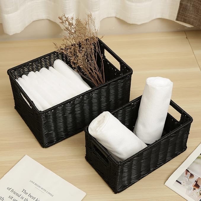 HOONEX Wicker Baskets for Storage, Plastic Baskets for Organizing - Image 3
