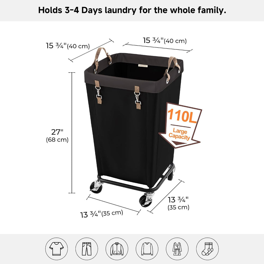 StorageWorks 110L Laundry Basket with Wheels, Rolling Hampers for Clothing