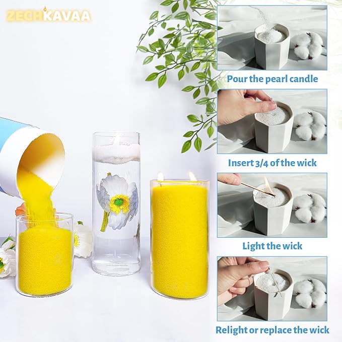 Lemon Scented Yellow Pearled Candle 18oz Luxury Sand Candle Granulated Wax - Image 4