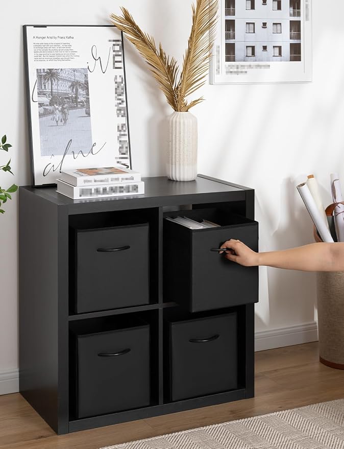 StorageWorks Black Storage Cubes, 11-inch Leather Bins - Image 5