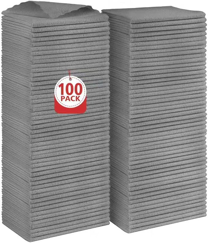 Orighty Grey Microfiber Cleaning Cloth, 100 Pack Highly Absorbent Cleaning by AllRightinOrighty