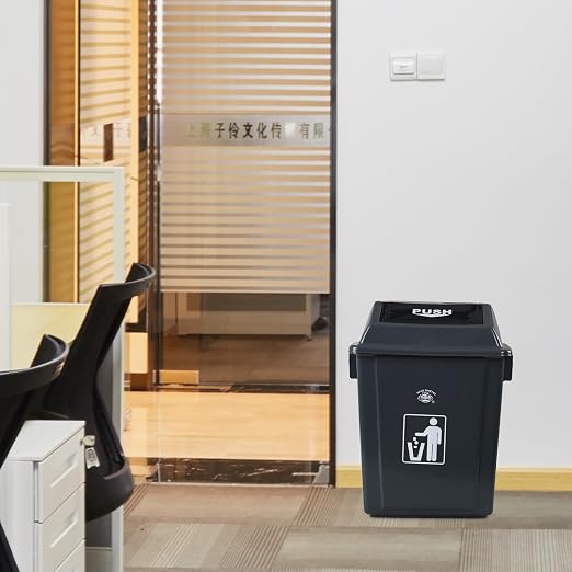 6 Gallon Plastic Swing Lid Garbage Can, Office Trash Can - Image 6