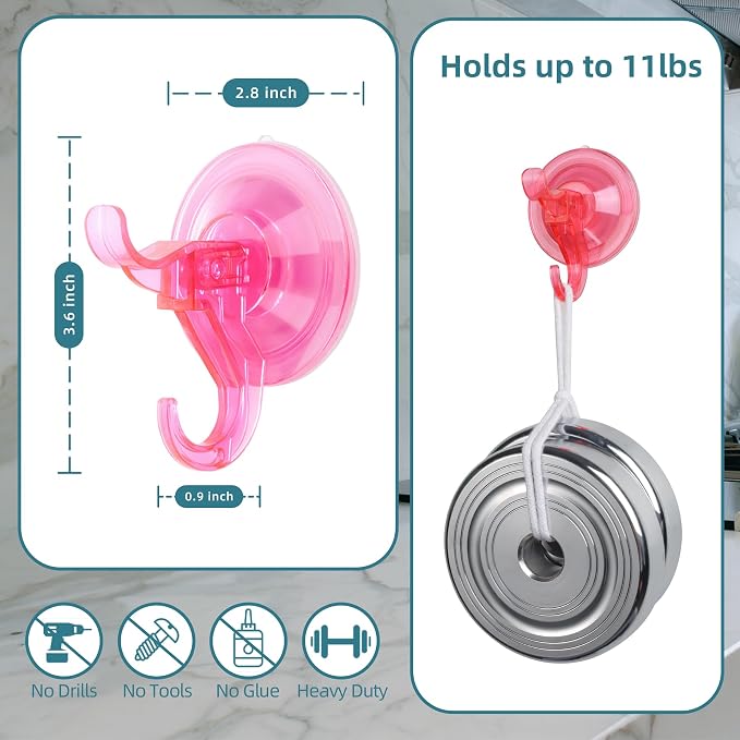 Antimbee Suction Hooks, 5 Pack Clear Hanger, Removable Small Suction Cups - Image 3