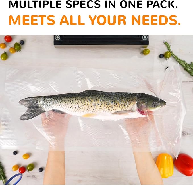 Multi-Size Sealing Solution Vacuum Sealer Bags & Rolls – 100x 6''x10'' - Image 3