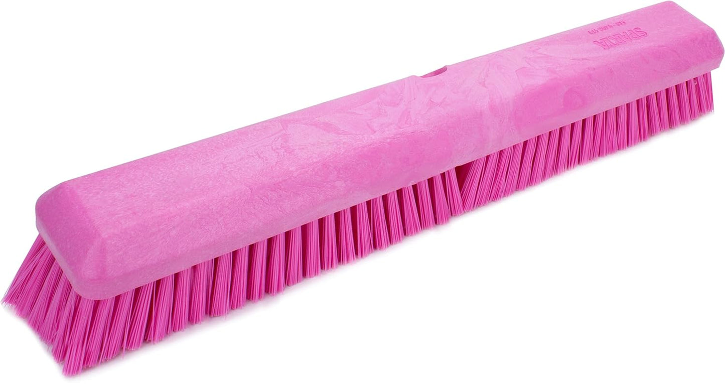 SPARTA Omni Sweep Plastic Push Broom Head, Heavy Duty, Industrial Broom With Color Code System For Outdoor, Indoor, Garage, Concrete, Patio, Kitchen, Bathroom, 18 Inches, Pink