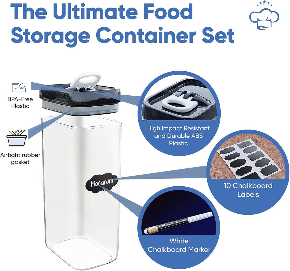 Chef's Path Airtight Food Storage Boxes with Labels - Kitchen Storage - F...