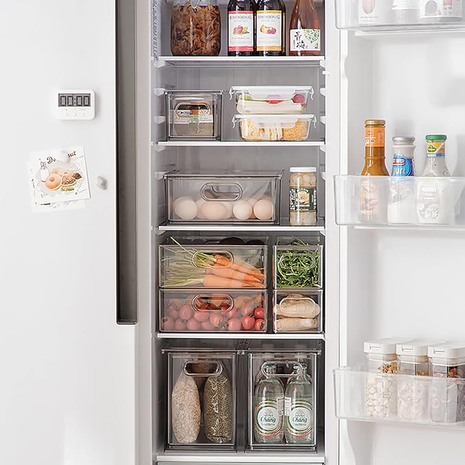MineSign Set of 3 Stackable Refrigerator Organizer Bins Pull-Out Drawers - Image 8