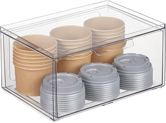 mDesign Plastic Wide Stackable Kitchen Storage Organizer Bin Containers - Image 8