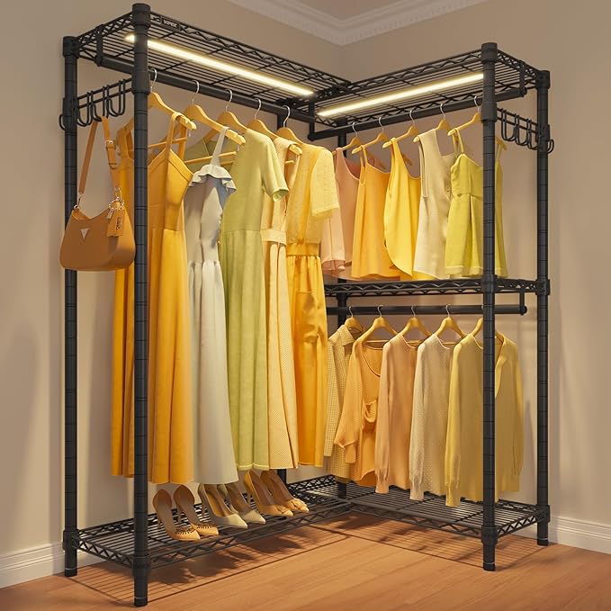 VIPEK L4L Portable Closet with Dimmable LED Lights, L Shaped Clothes Rack by VIPEK