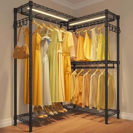 VIPEK L4L Portable Closet with Dimmable LED Lights, L Shaped Clothes Rack by VIPEK