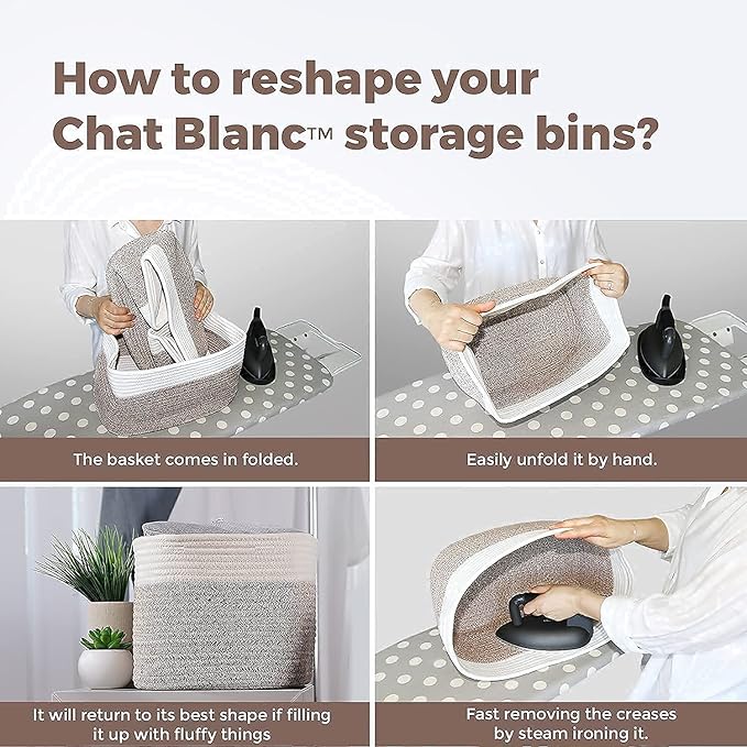 CHAT BLANC Cotton Rope Baskets for Organizing | Storage Baskets for Shelves | - Image 7