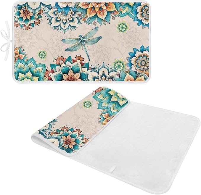 Bohemian Folding Ironing Mat Heat and Steam Resistant Dragonfly Ironing Pad 32 - Image 2