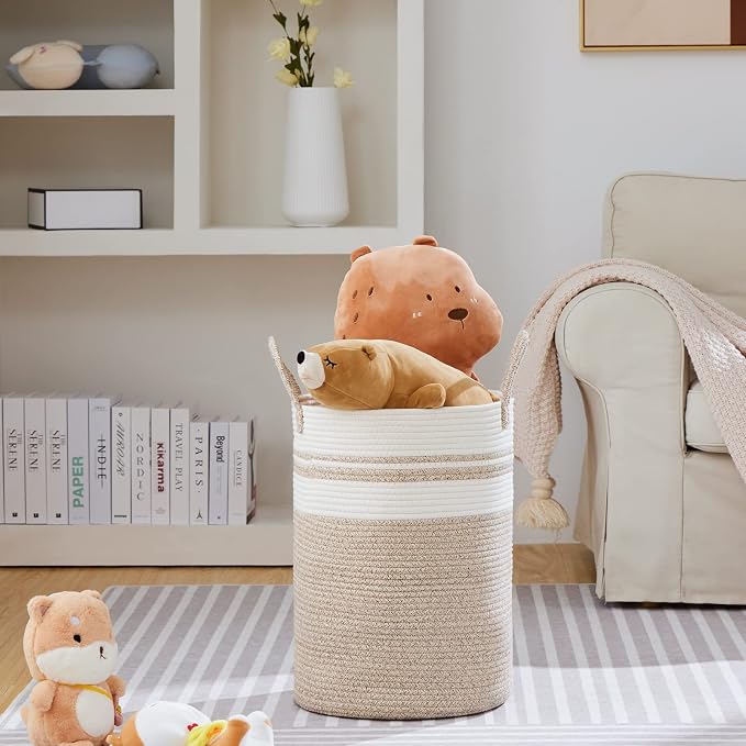 VIPOSCO Large Laundry Hamper, Tall Woven Rope Storage Basket - Image 2