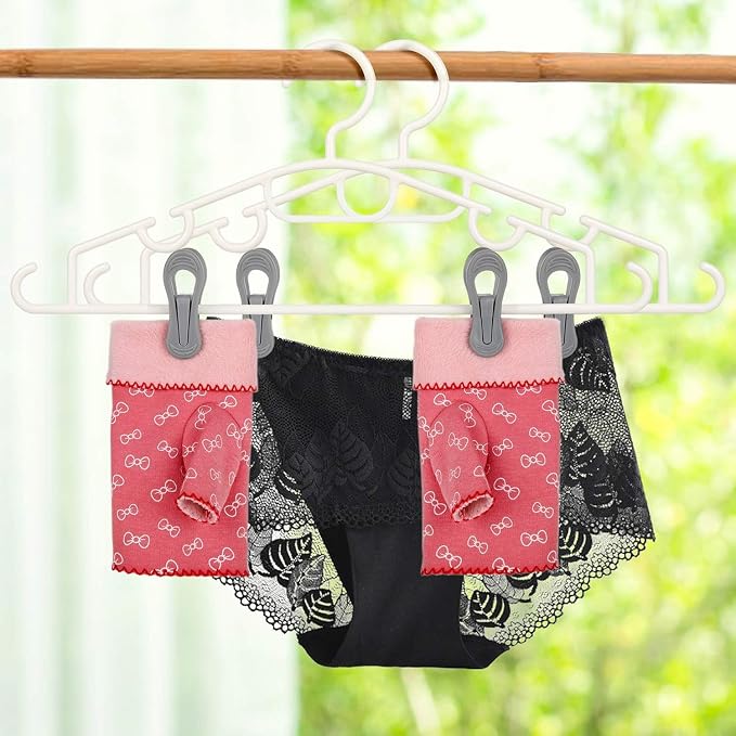 Tinfol 50pc Grey Plastic Hanger Clips, Strong Pinch Grip Finger Clips - Image 7