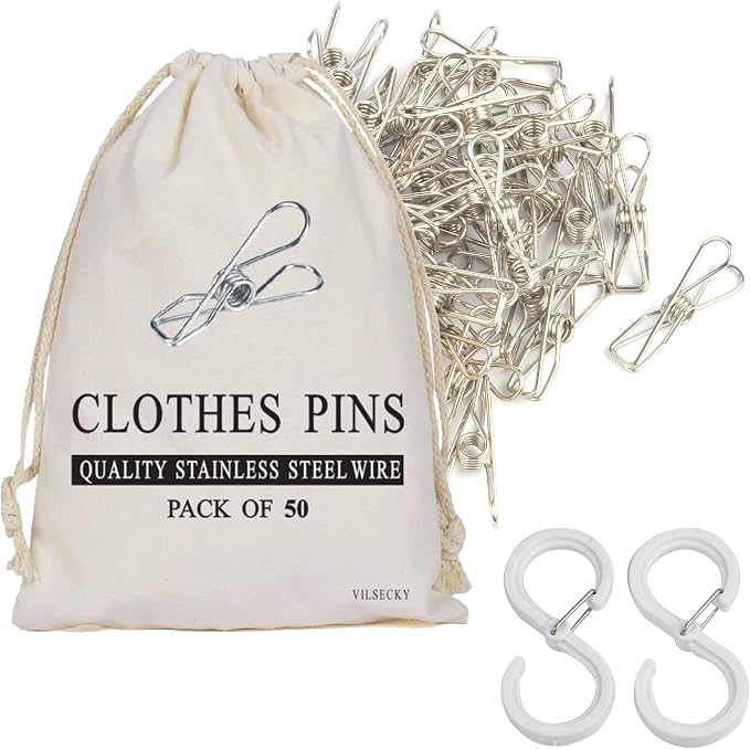 50 Pcs Clothespins Laundry Chip Clips by MATIMASU