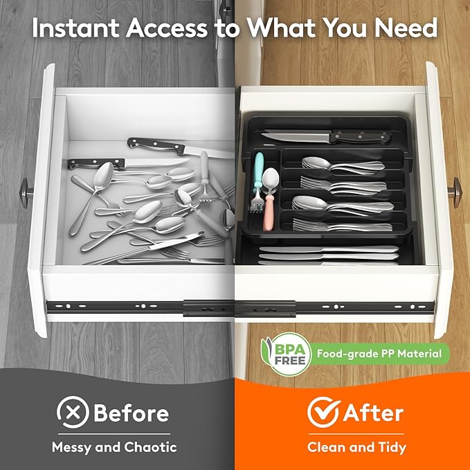 Lifewit Silverware Drawer Organizer, Expandable BPA Free Utensil Tray - Image 8