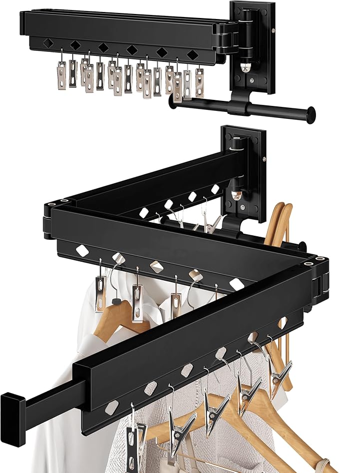 Wall Mounted Collapsible Clothes Drying Rack, Durable Space-Saving Laundry by Unknown