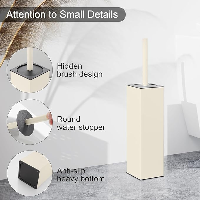 BGL Standing Toilet Brush and Holder Matte White Aluminium Toilet Bowl Cleaner - Image 4