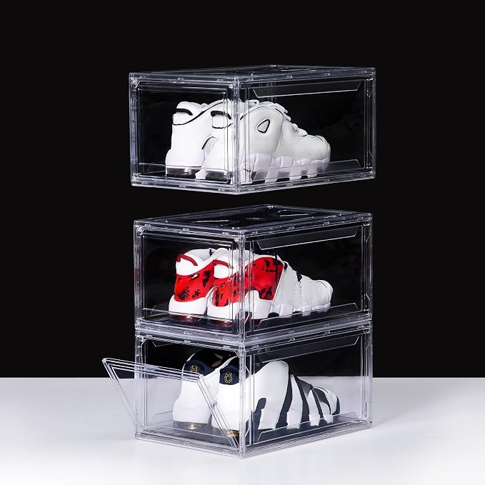3 Pack Acrylic Shoe Boxes, Ultra Clear Shoe Boxes Stackable, Shoe Storage Box by GIVEYOUTHEBEST