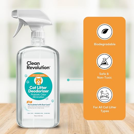 Clean Revolution Cat Litter Deodorizer Spray – 18oz, Probiotic Odor Elimination - Image 2