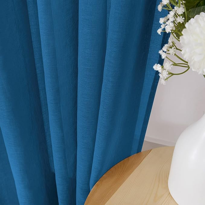 Tollpiz Short Sheer Curtains Linen Textured Living Room Curtain Sheers Light - Image 3